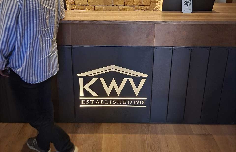 KWV Winery branding displayed at the Paarl tasting room entrance