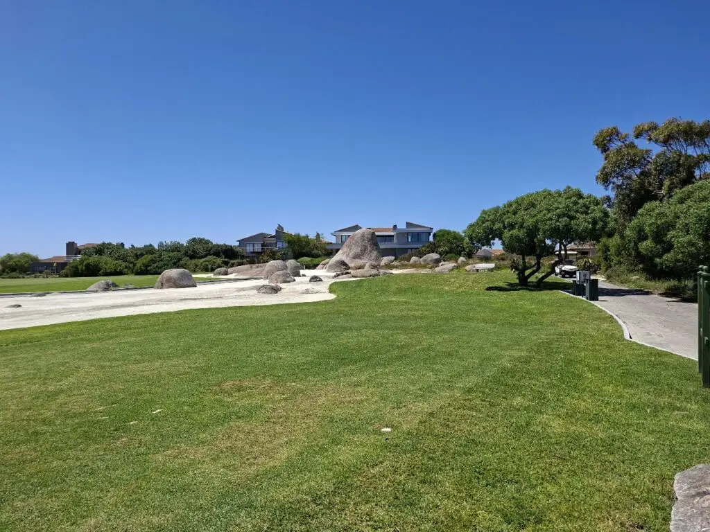 Langebaan Golf Course fairway with coastal homes and granite boulders on the West Coast